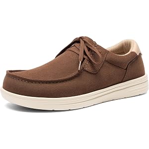 Bruno Marc Men's Suede Leather Loafers Casual Shoes | Arch Support Wide Toe Box Non Slip Comfort Lace up Daily Office Travel