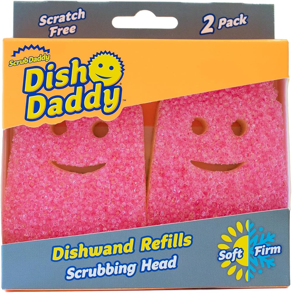 Scrub Daddy Dish Wand Replacement Heads 2 Pack Pink FlexTexture Sponges