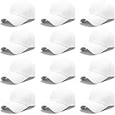 Wheebo 12 Pieces Solid Color Baseball Cap for Women Men Unisex Cotton Adjustable Dads Hat