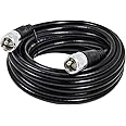 RFAdapter Cable coaxial CB de 25 pies, cable coaxial RG8x de 25 pies, UHF PL259 macho a macho, cables de antena CB de baja pé