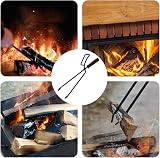 Mocoli 40cm Heavy Duty Firewood Tongs for Fireplaces Stoves Campfires w/ Gloves view 8