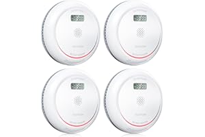 Jemay Combination Smoke Carbon Monoxide Alarm Detector with Display,10-Year Battery Smoke and CO Detector, Dual Sensor Smoke CO Alarm, Auto-Check for Kitchen and Bathroom, Car, RV, Travel,4-Packs