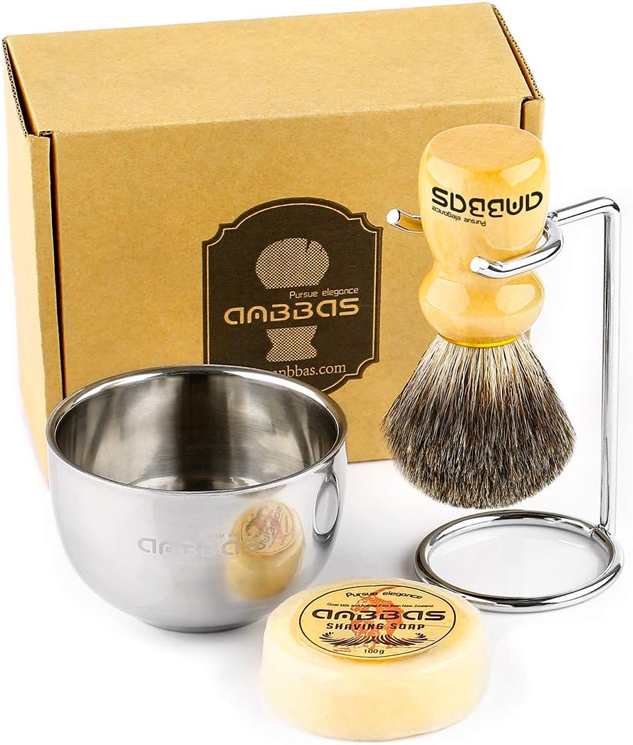 Anbbas Shaving Brush Set, Shaving Bowl and Soap with Stand Holder for