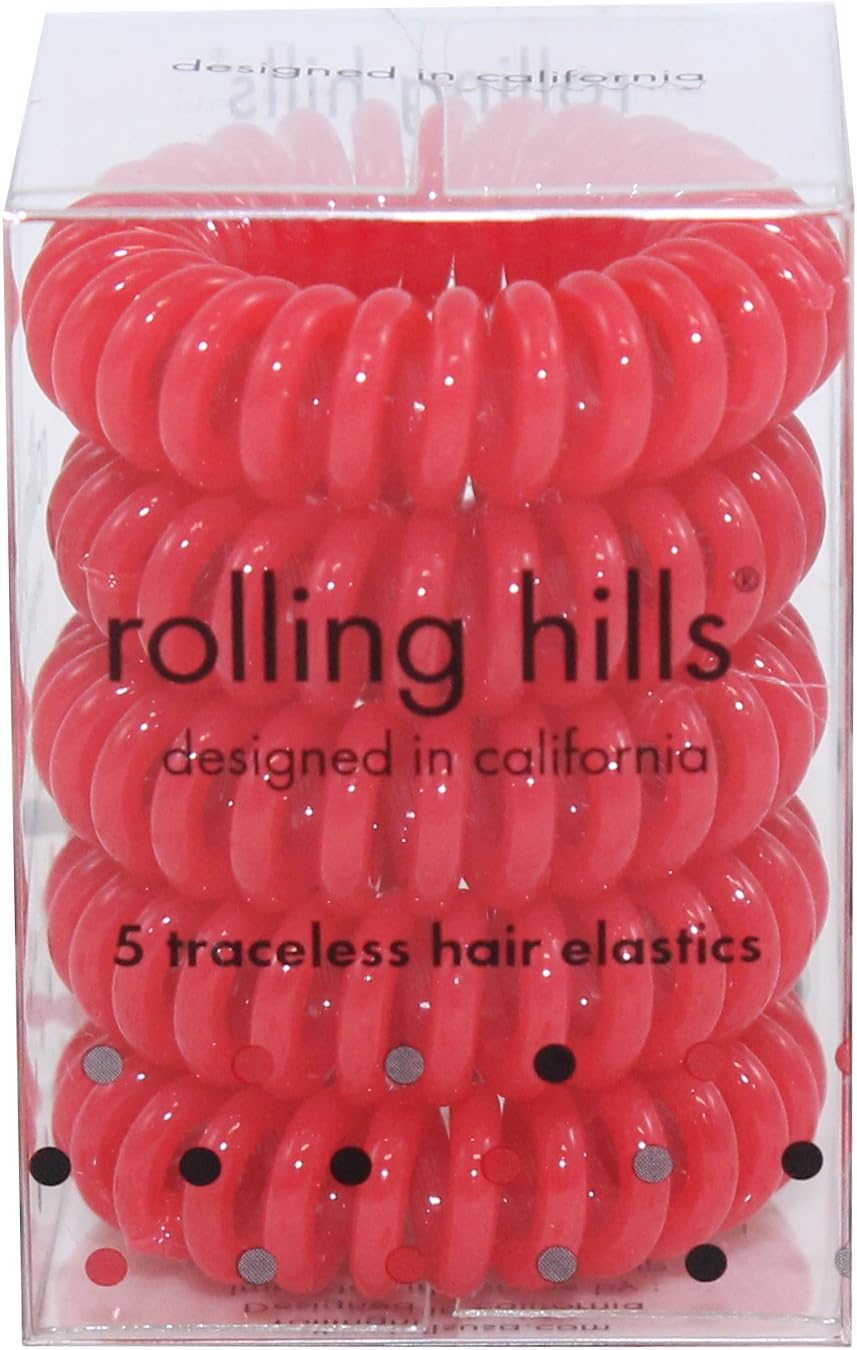 Rolling Hills 5 traceless hair elastics red