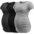 Smallshow Women's Maternity Tops Side Ruched Tunic T-Shirt Pregnancy Clothes