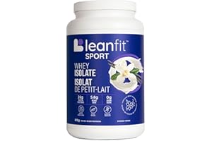 LEANFIT Sport Grass-Fed 100% WHEY ISOLATE Protein Powder, Natural Vanilla, Gluten Free, Keto-Friendly, Zero Sugar, Low Carb, 