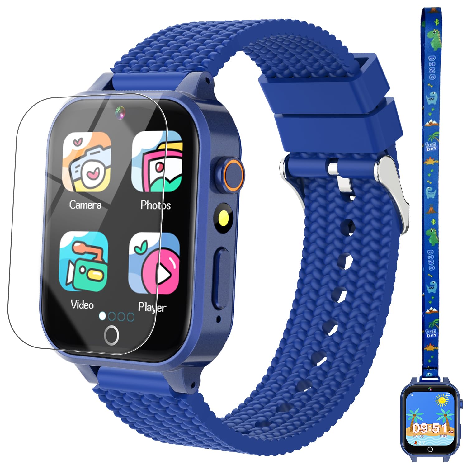Photo 1 of Smart Watch for Kids Boy Gift Ages 3-12, 2 Screen Protector, 26 Puzzle Games, HD Camera Video Music Player Touchscreen Pedometer, Educationtal Toy Brithday Gifts for Boy Ages 4 5 6 7 8 9 10(Blue)