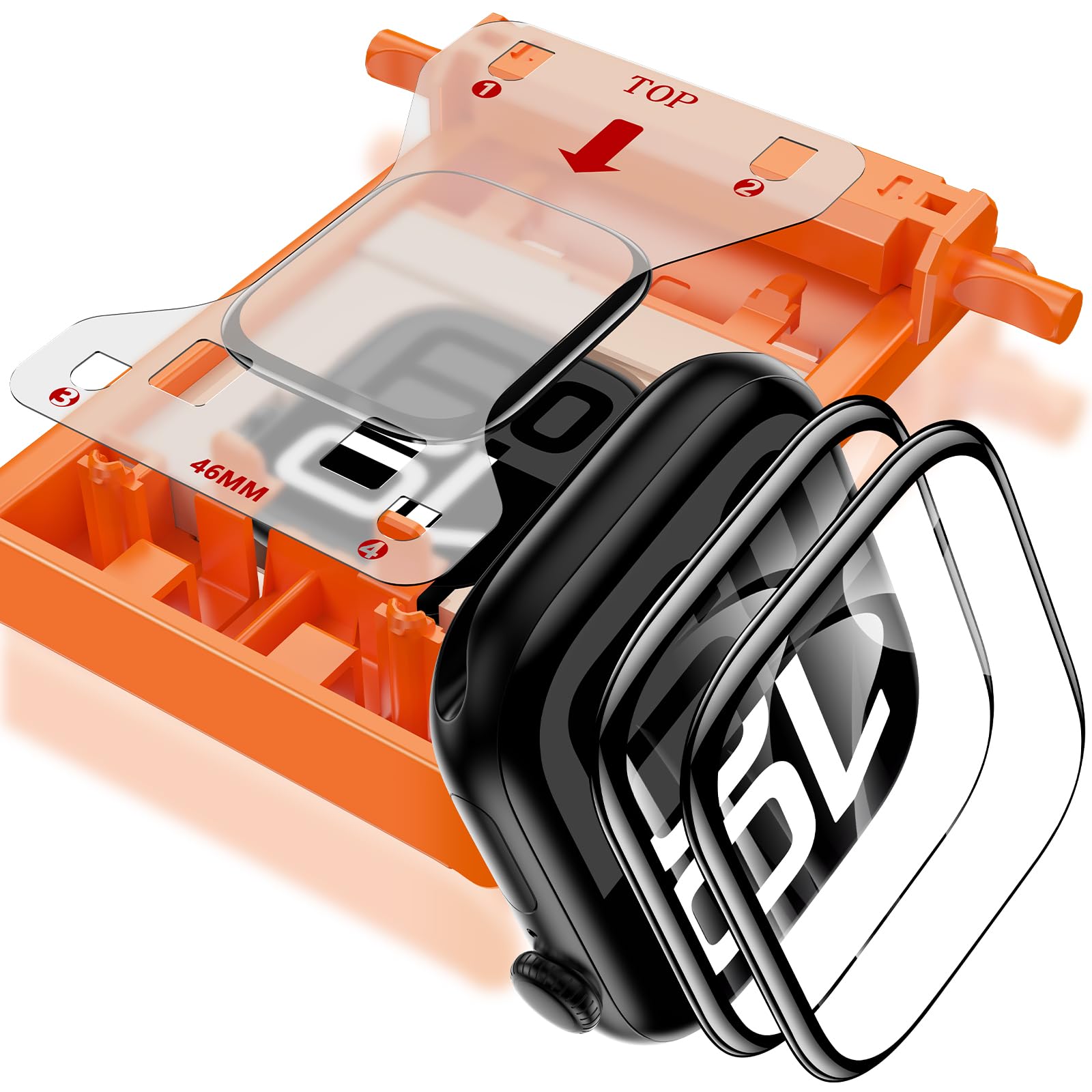 Photo 1 of YMHML 2 Pack Tempered Glass Screen Protector for Apple Watch Series 11 Series 10 46mm, [Zero Bubble] 3D Full Coverage Strong Adhesion Waterproof Film with [Automatic Align Tech] iWatch Accessories