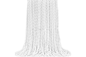 24 PCS White Beads Necklace, Mardi Gras Beads Necklace Bulk for Wedding, Birthday, Tea Party Favors Decorations