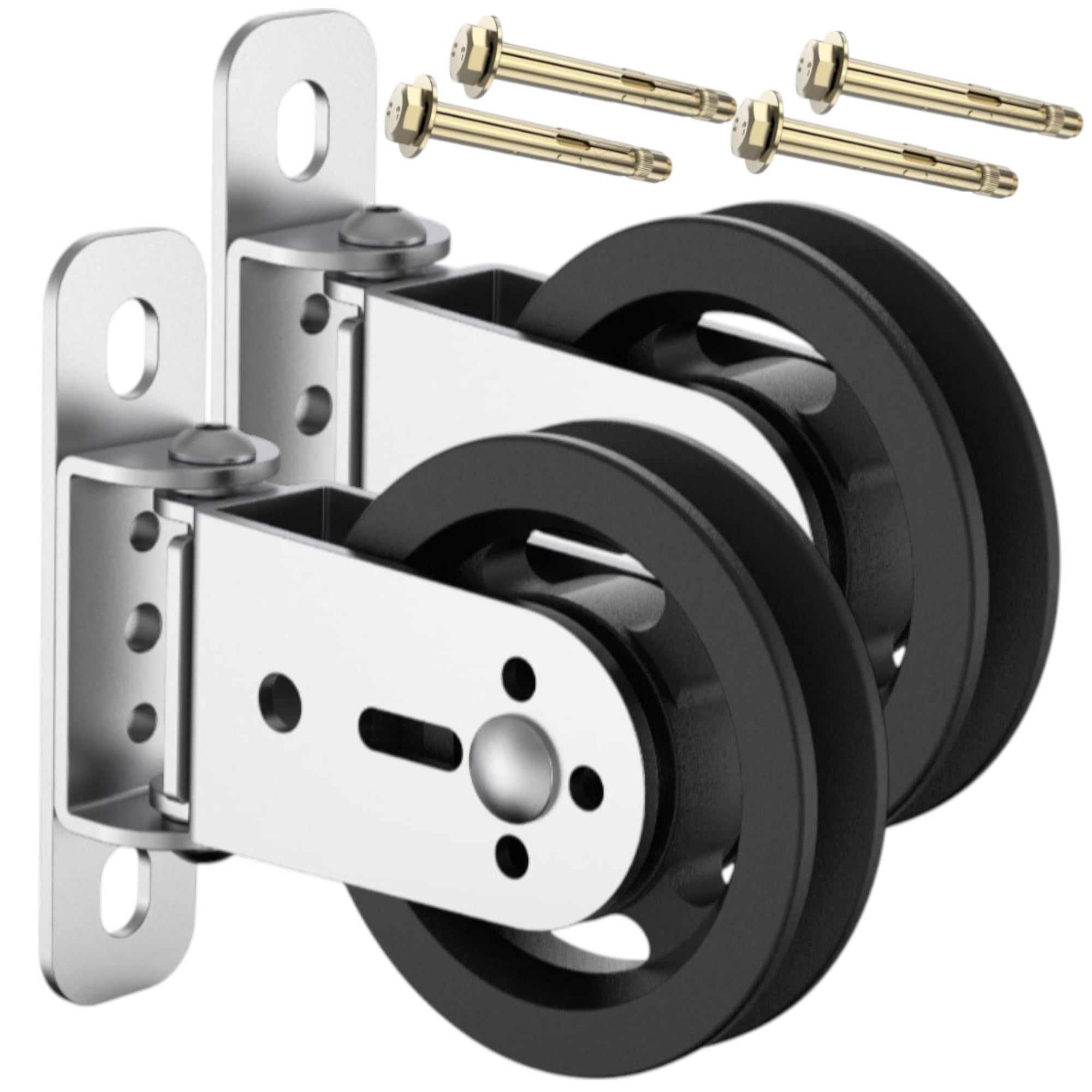 Photo 1 of CNQLIS Gym Pulley Blocks,3.46in/90mm Wall Mount Fixed Pulley Wheel Rotation 180 Degree,for Gym Pulley System, Gym Equipment, DIY Home Projects(2 Pcs)