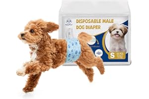 Male Dog Diapers with Wetness Indicator, Disposable Belly Band for Puppy Male Diapers, Doggie Wraps for Puppy Training, Incon
