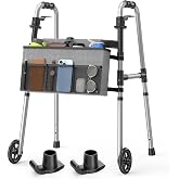 Loyoda Folding Walker with Basket and Glide Skis, 5" Wheels, Lightweight | Standard Walker for Seniors and Adults, Offers 8 Height Adjustments (31"-38"), Supports up to 350 lbs