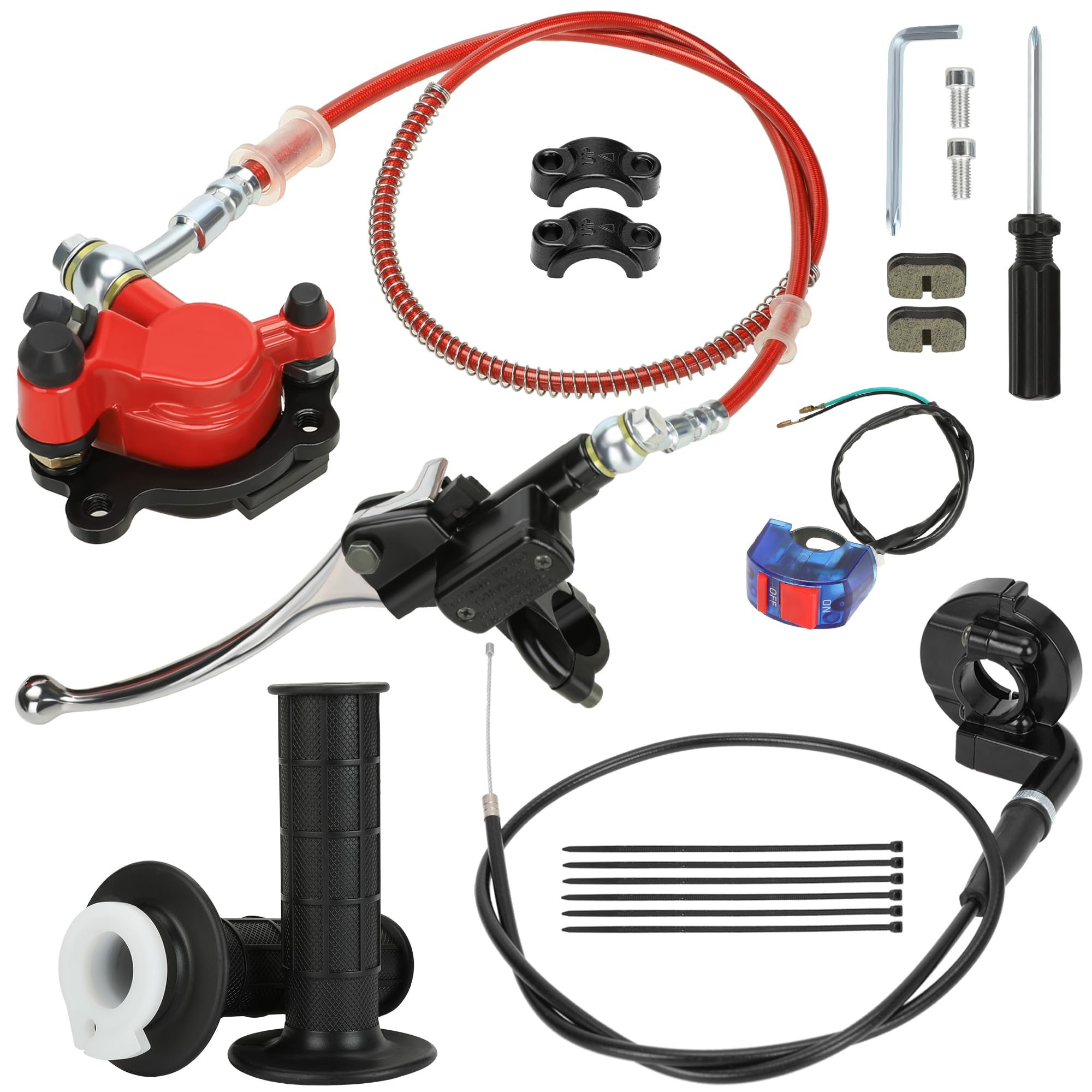 Photo 1 of CILOYU Mini Bike Hydraulic Brake Kit Compatible with Baja DB30 Doodle Bug Blitz Dirt Racer Predator 79cc 97cc 2.5HP Engine Parts with Minibike Throttle Assembly Kit 7/8 Handlebar