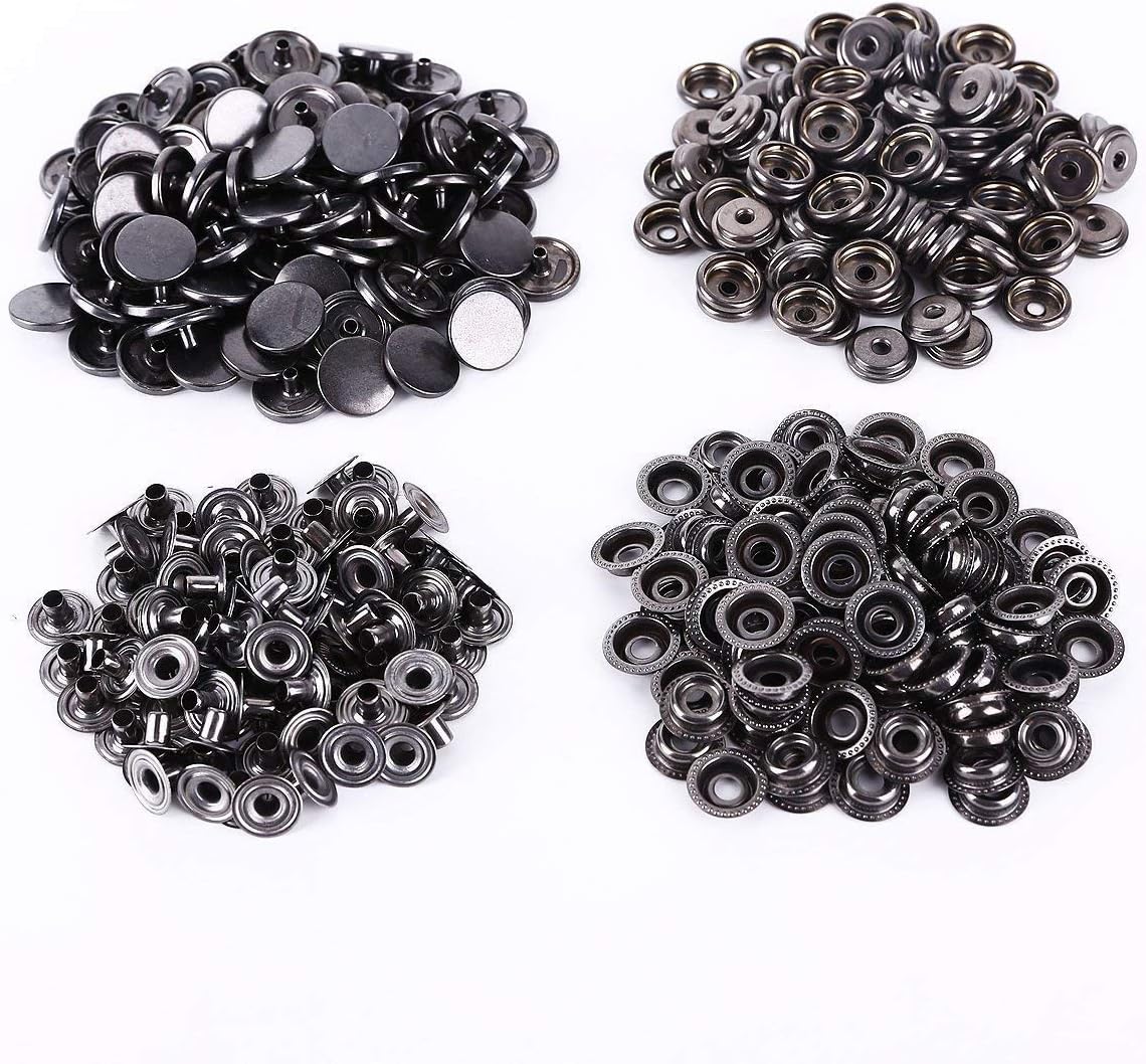Trimming Shop 15mm, 10Pcs Gunmetal Large Press Studs with Fixing Kit, Heavy Duty Nickle Free for Leathercraft Clothing, Bags - Image 3