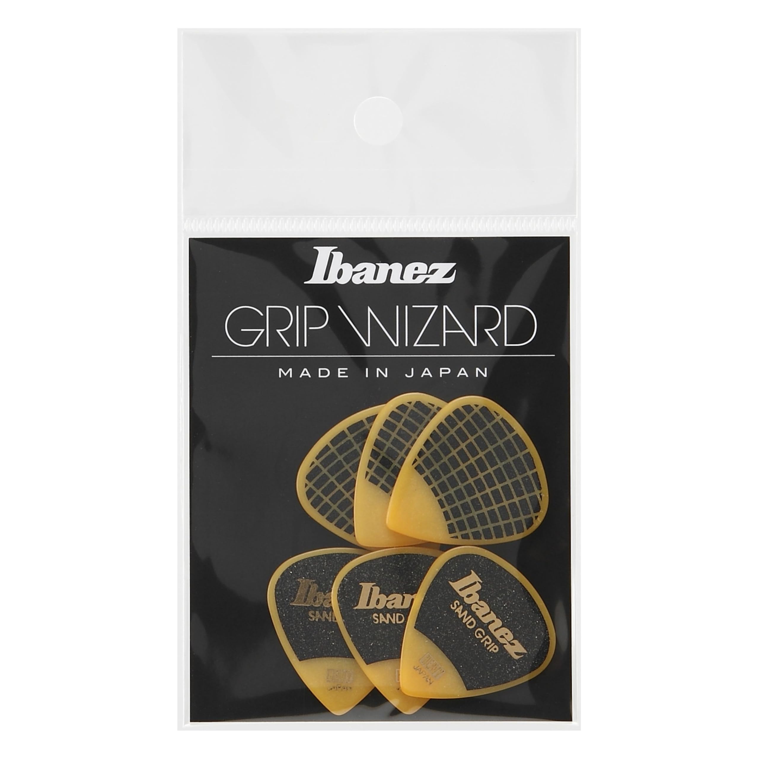 Ibanez PPA16HSG Wizard Series, Sand Grip Picks 6 Pack 1.0mm (PPA16HSGYE)
