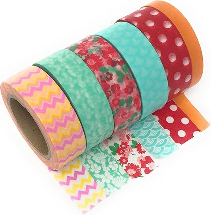 6 rolls paper washi tape - Each 10m 