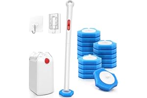 JEHONN Disposable Toilet Bowl Cleaner Brush with Upgraded Clamping System, Wall Mounted Bathroom Scrubber Wand and Holder Set