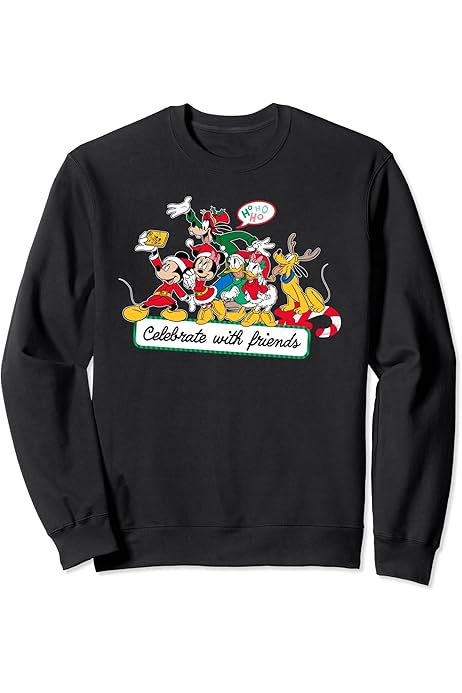 Amazon.com: Disney Mickey Mouse \u0026 Pals Celebrate with Friends Christmas  Sweatshirt : Clothing, Shoes \u0026 Jewelry