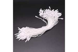 LGEGE 300pcs 7.5-inch White Hang Tag Nylon String Snap Lock Pin Loop Fasteners Hook Ties