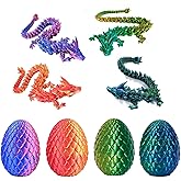 Printsilk 4PCS 3D Printed Dragon Egg, Articulated Crystal Animals Fidget Toy, Small 3D Printer Dinosaur Eggs Toy for Kids Boy Girls, Christmas Party Favors Stocking Stuffers (4-Piece-D)