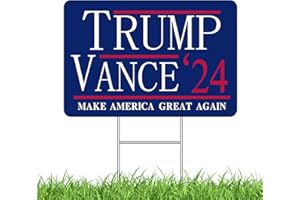 LIKENY Trump JD Vance Yard Signs 2024, Double Sided Display MAGA Yard Signs With Metal Bracket, Trump Merchandise Clear Pattern Reinforcement Fade Resistant for Outdoor Decorations