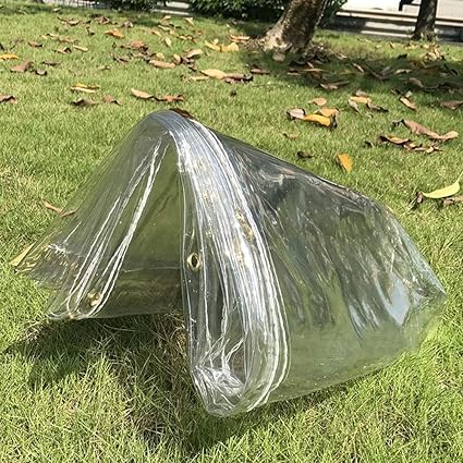 QIANGDA Planen Abdeckhaube Schutzplane PVC Mit Ösen Wasserdicht Türvorhang Einfach Zu Schneiden Dicke 0,3mm,Durchsichtig, Grö