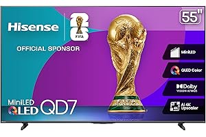 Hisense 55QD7QFM - 55" 4K Smart Mini-LED Fire TV (2025 Model), QLED Color, 60Hz Game Mode PRO, Dolby Vision, Dolby Atmos, AI 