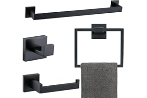 TQKAG Matte Black Bathroom Accessories Bath Accessories Set Towel Racks for Bathroom Towel Holder Black Bathroom Hardware Set Black Bathroom Towel bar Sets Stainless Steel Bath Accessories kit 23.6 Inch