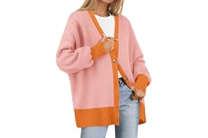 ZESICA Women's 2024 Casual Long Sleeve Cardigan V Neck Button Down Open Front Knit Loose Oversized Sweater Coat