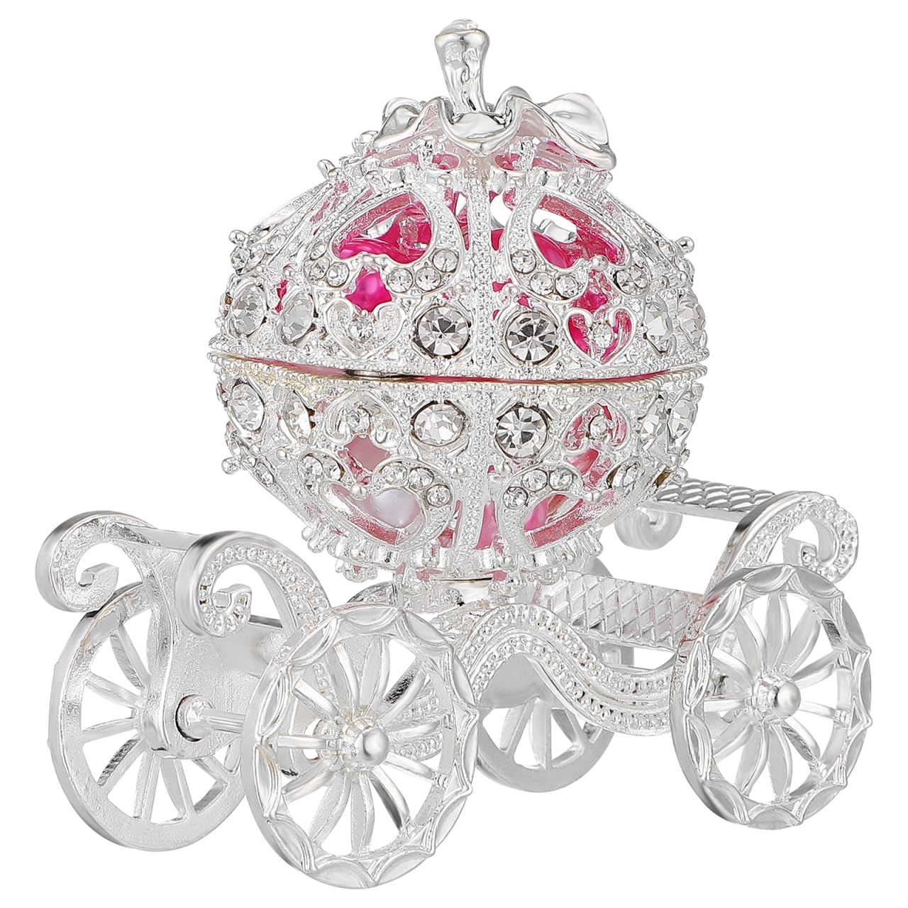 NUOBESTY Crystal Pumpkin Carriage Trinket Box Rhinestone Princess Carriage Jewelry Box Hand Painted Jewelry Display Organizer Collectible Figurine Ornament for Women