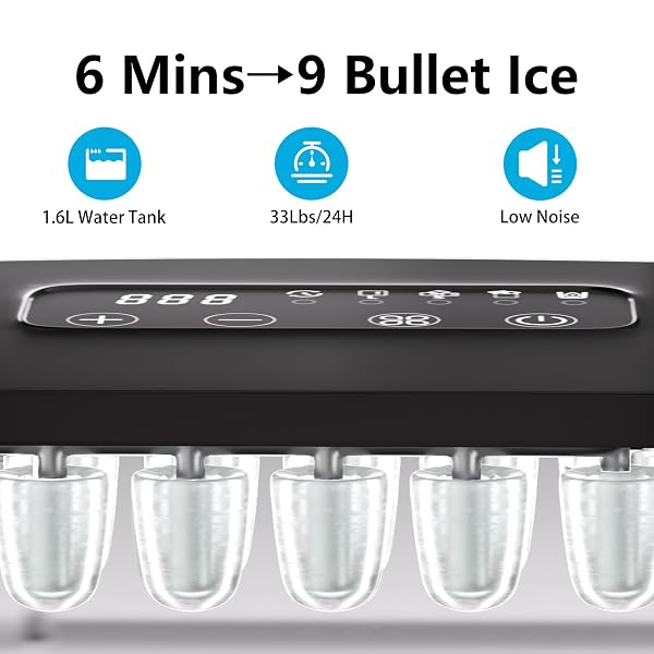 GREATRUE COUNTERTOP ICE MAKER, 9 ICE CUBES IN 6 MINS, 33 LBS/24 HRS, 2 ICE CUBE SIZES, SELF-CLEANING, QUIET OPERATION, COMPACT DESIGN FOR HOME/OFFICE/KITCHEN/CAMPING (STAINLESS STEEL)