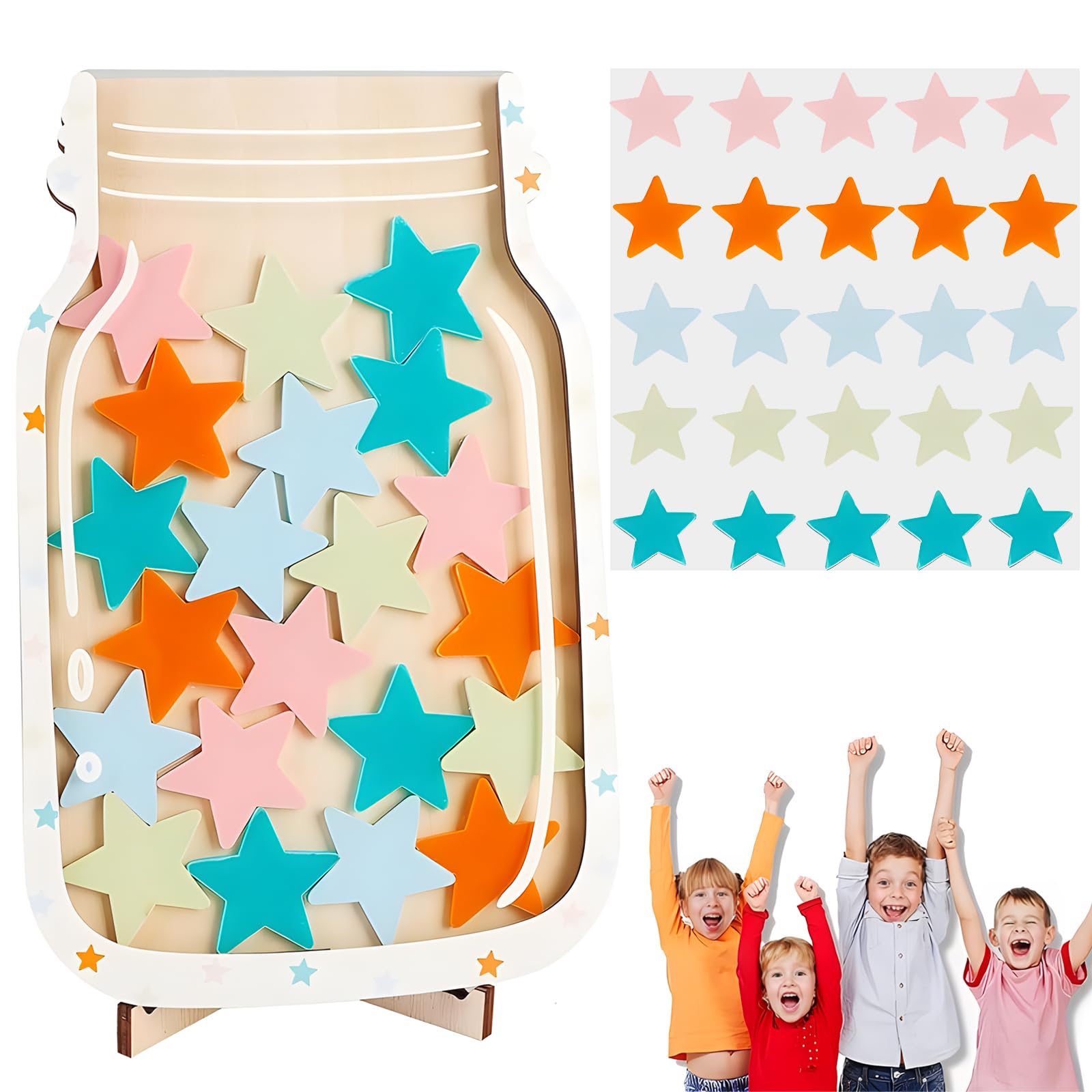 Photo 1 of **PACK OF 2**50Pcs Stars Magnetic Reward Jar Classroom, Star Reward Jar Personalized Reward Jar Reward Jars for Kids Behavior Management Classroom Tools