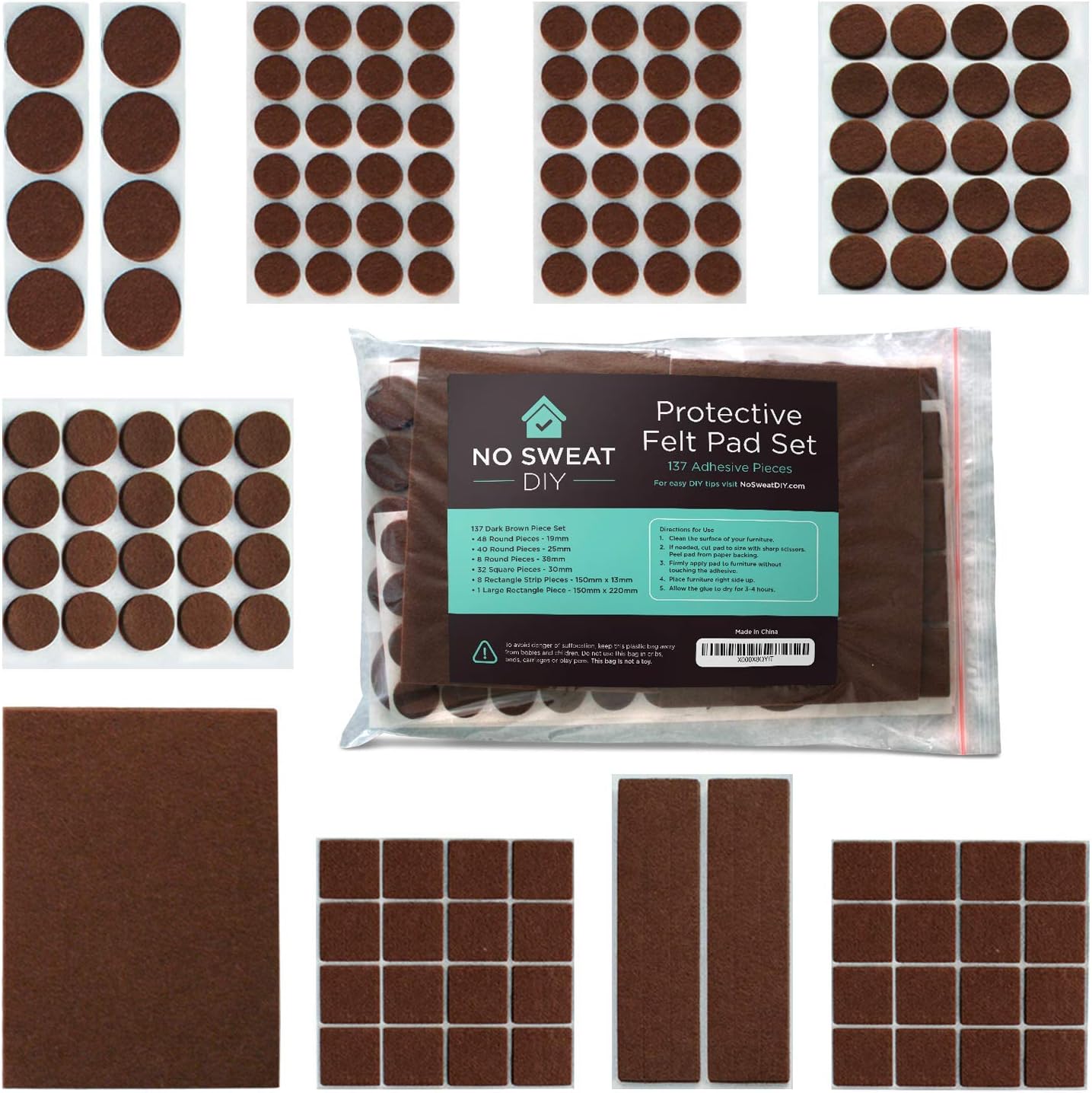 Feltrini Autoadesivi Salvapavimento Hynec - Set Medio 106 Pezzi In 7 Misure Diverse - Foto 11