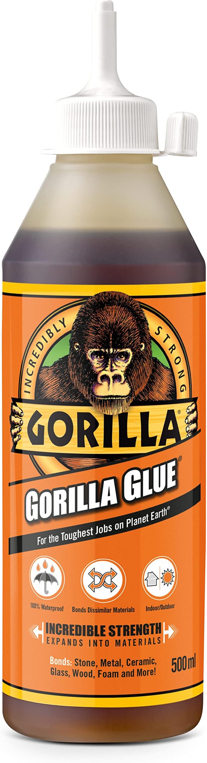 Gorilla Glue 500ml All-Purpose Adhesive Bonds Wood Metal Stone