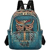 ALAZA Owl Print Boho Ethnic Small Backpack Purse for Women Travel Bag Fashion Daypack Back Pack Shoulder Bag