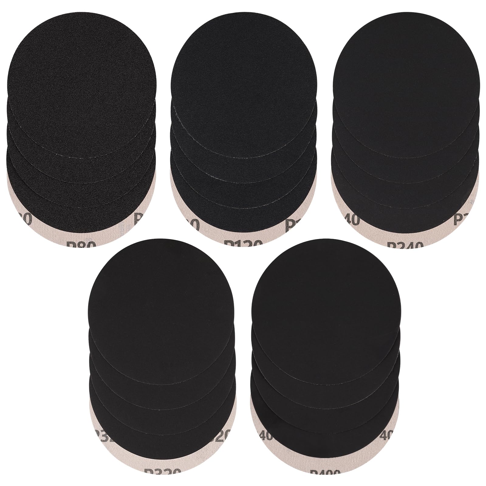 STEBRUAM 30pcs 150mm Sanding Discs Dry Wet Sandpaper Grit 80/120/240/320/400 for or Random Orbital Sander