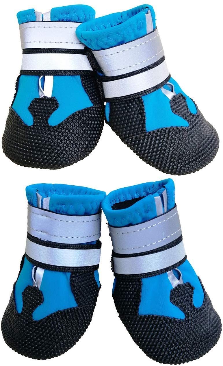 Ewolee Dog Boots, Protective Dog Boots, 4 Pieces, Breathable Non-Slip Shoes (XXL, Lake Blue)