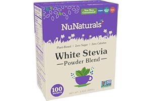 NuNaturals White Stevia Powder Packets, Single-Serve, Zero Calorie Sugar Substitute, 100 count