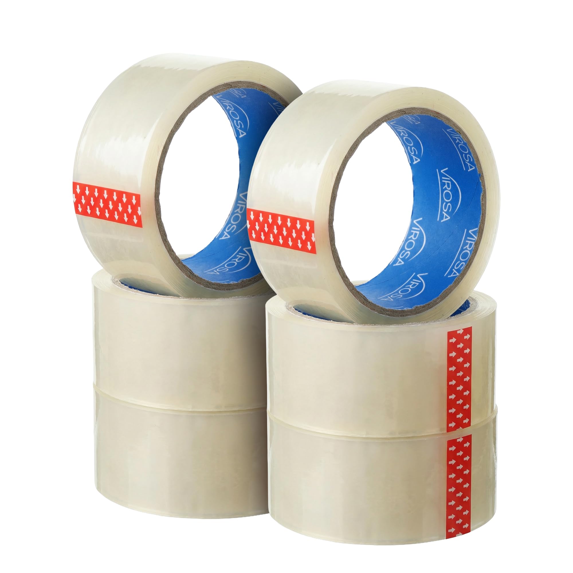 VIROSA 6-Pack Clear Packing Tape – 48mm x 66m Heavy Duty Parcel Tape Rolls for Moving, Shipping Boxes & Packaging Use