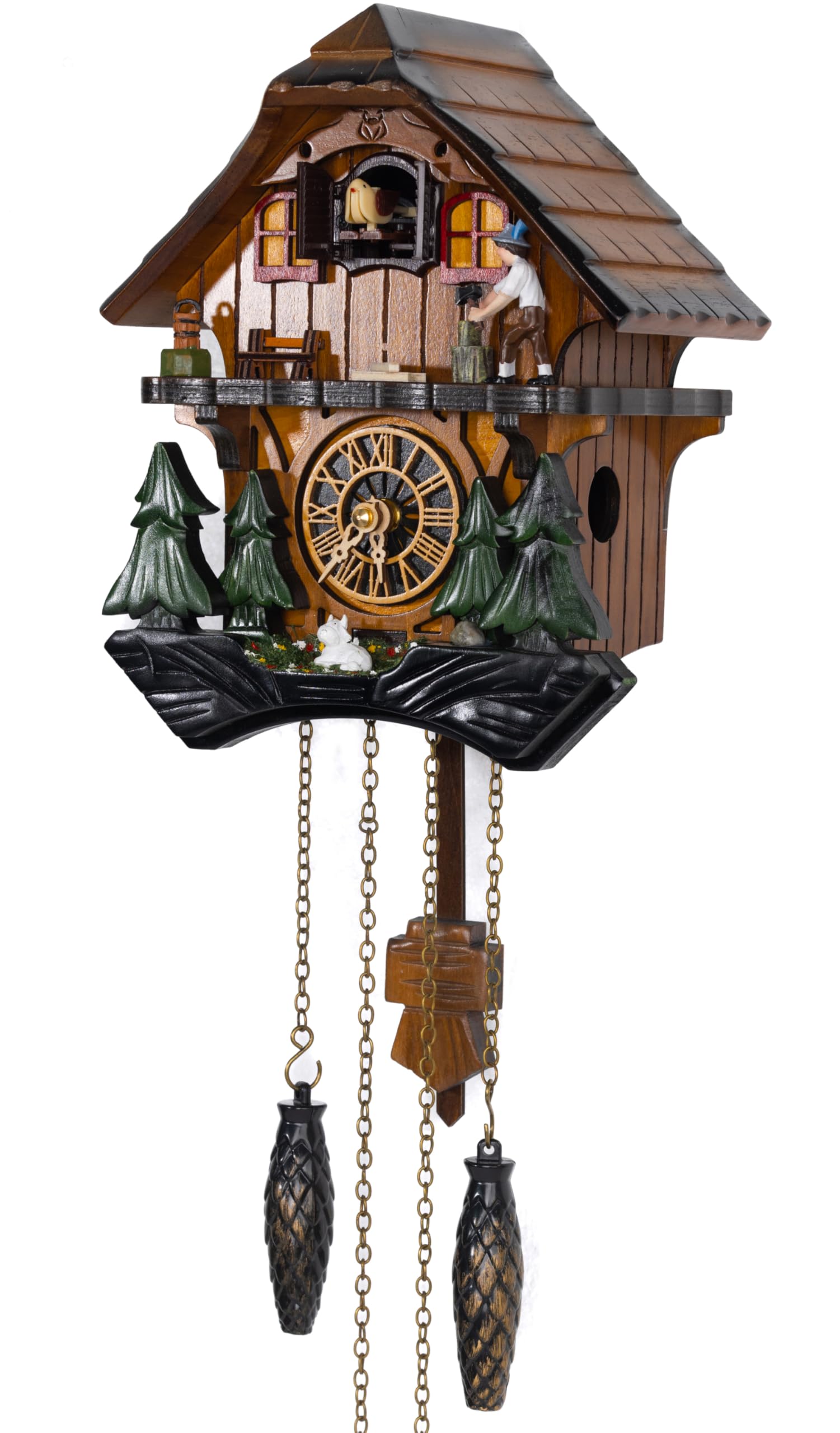 Photo 1 of Cuckoopro Cuckoo Clock, Germany Black Forest Style Wooden Pendulum Quartz Wall Clock, Volume Control, Night Silent, Gift Package, Professional Service