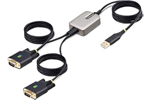 StarTech.com 13ft/4m 2-Port USB to Serial Adapter Cable, COM Retention, FTDI, USB-A to DB9 RS232, Changeable DB9 Screws/Nuts