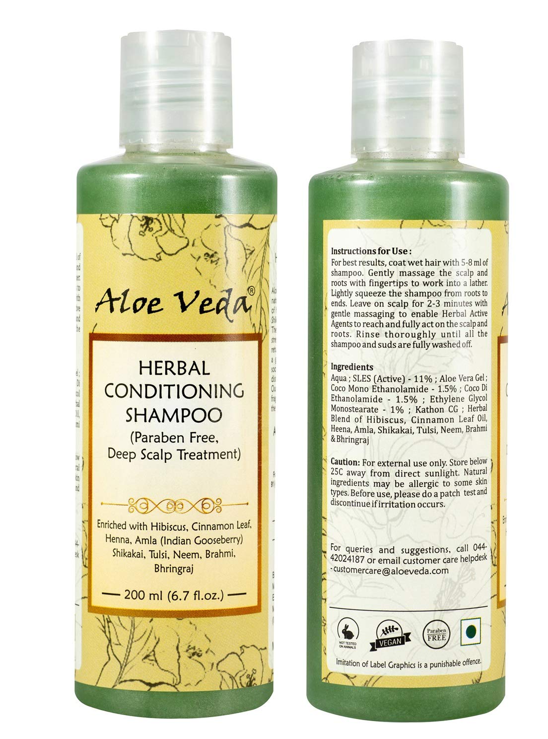 Buy Aloe Veda Herbal Conditioning Shampoo With 9 Herbal Benefits, Paraben Free, Sulphate Free