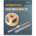 POWERTEC Solid Brass Inlay Kit. Router Bit with 1/4" Cutting Dia. & Shank. Fits PORTER-CABLE Style Router Base Plate. Works with Router Templates for Woodworking Tools & Router Accessories (71729)