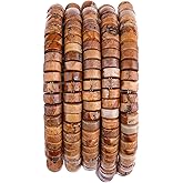 BEADIA Natural Brown Picture Jasper Spacer Beads Caps Loose Semi Gemstone for Beading Jewelry Making 6mmx3mm 38cm