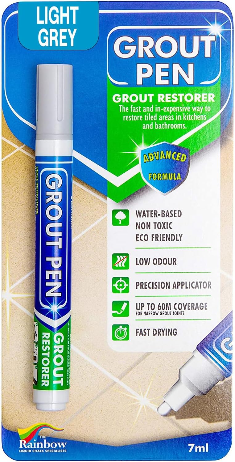 RAINBOW CHALK MARKERS LTD Grout Pen Light Grey Tile Repair Kitchen Bathroom