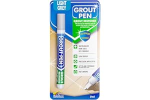 RAINBOW CHALK MARKERS LIMITED Grout Pen Light Grey Tile Paint Marker: Waterproof Grout Paint, Tile Grout Colorant and Sealer Pen - Light Grey, Narrow 5mm Tip (7mL)