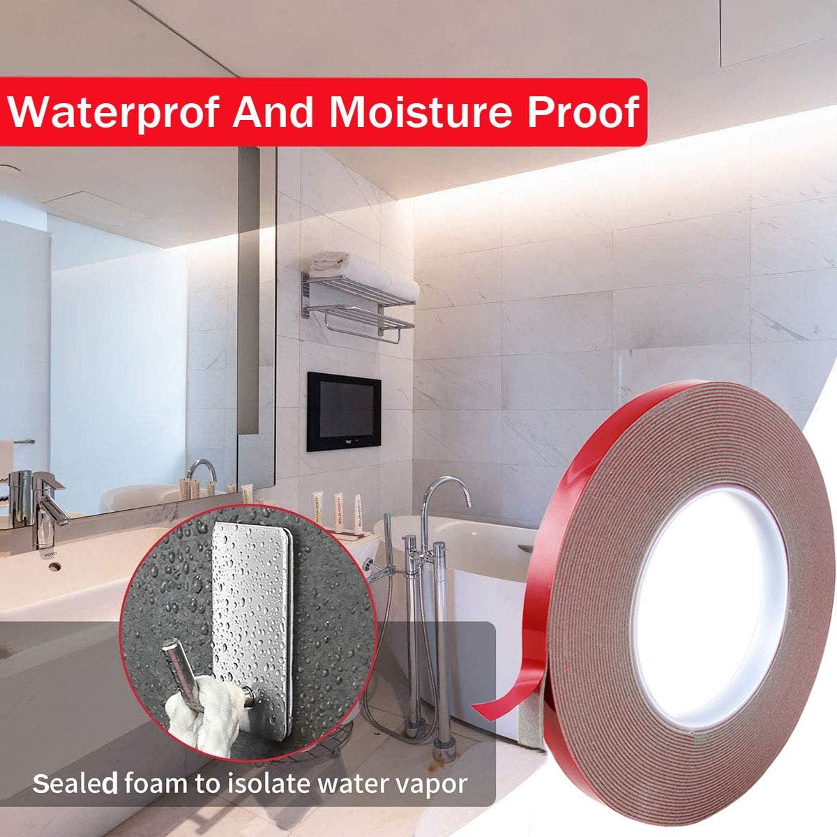 2020 New Upgraded VHB Waterproof Foam Tape, Heavy Duty Double-Sided Installation Tape, Super Sticky and Easy to Remove Without Leaving Residue, for Home Office Wall,LED Lights(33ft/0.4Inch): Industrial & Scientific