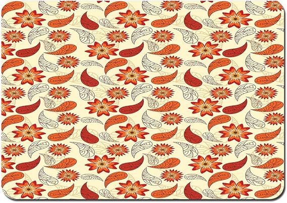 YANAIX Alfombra de Baño,Flores de Amapola Rojas en Estilo Retro y Hojas