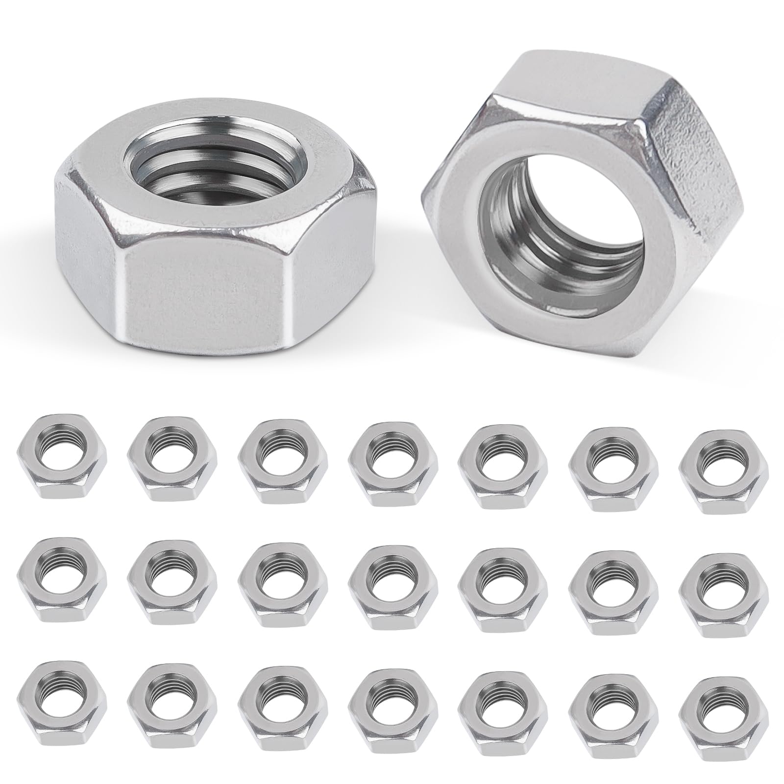 M6 (6mm) Steel Hex Nuts 100 Pcs, Leryati Hex Full Nut Hexs Carbon Steel Hexagon Nut M6, Standard Thread Pitch - 1.0