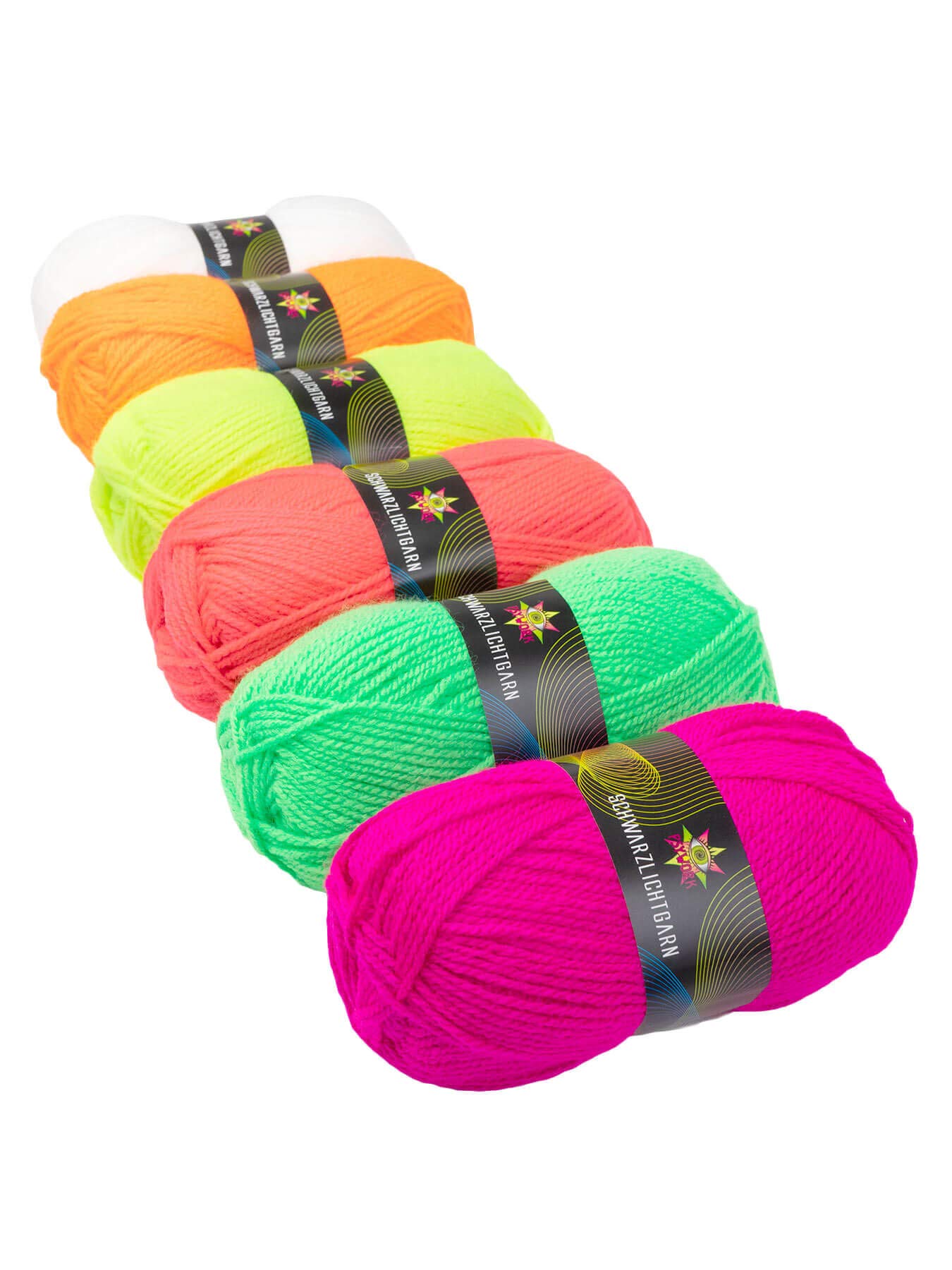 Psywork Mixed 6 Pack of 50 g Blacklight Neon Wool / Knitting Yarn